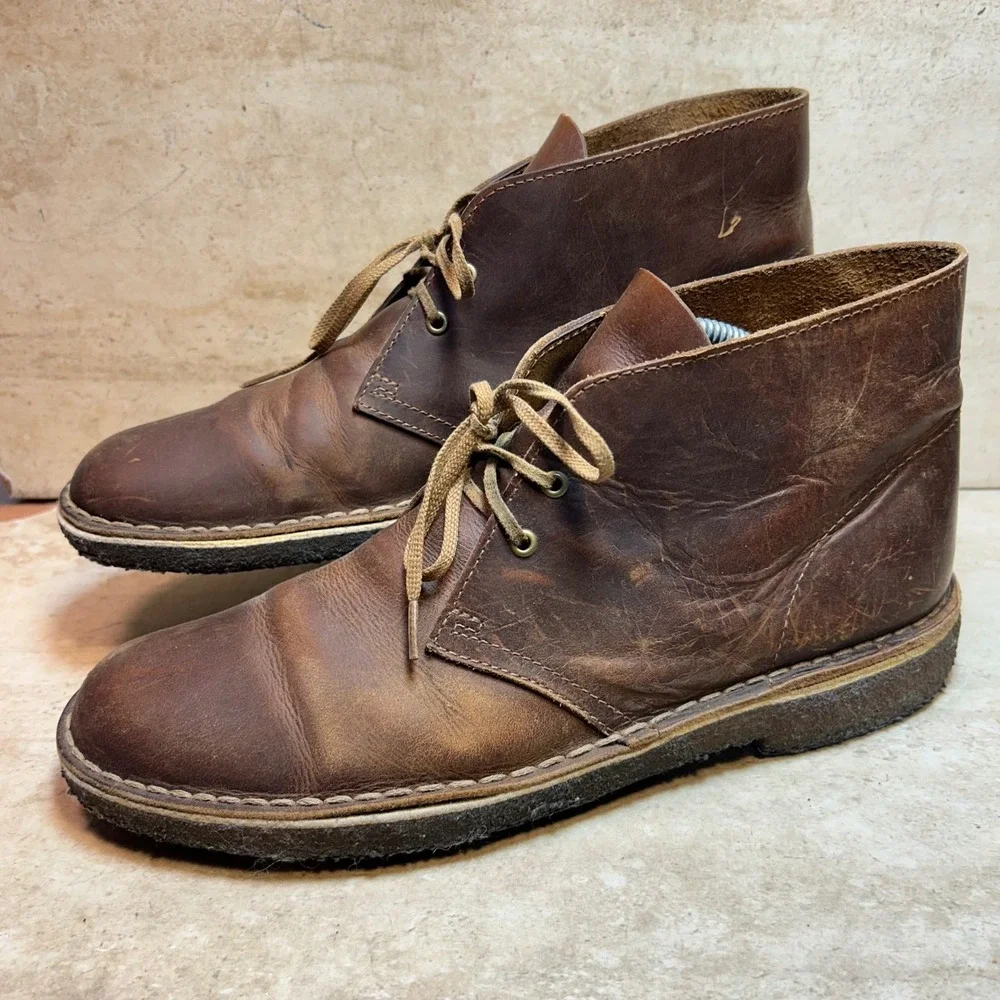 Clarks Originals Desert Boot Mens Brown Beeswax Leather Chukka Boots Crepe Sole